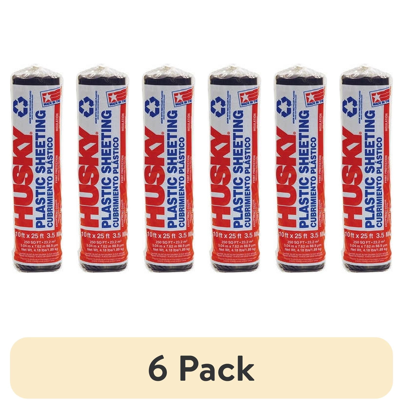 (6 pack) Husky 3.5 Mil 10 ft. x 25 ft. Black Plastic Sheeting
