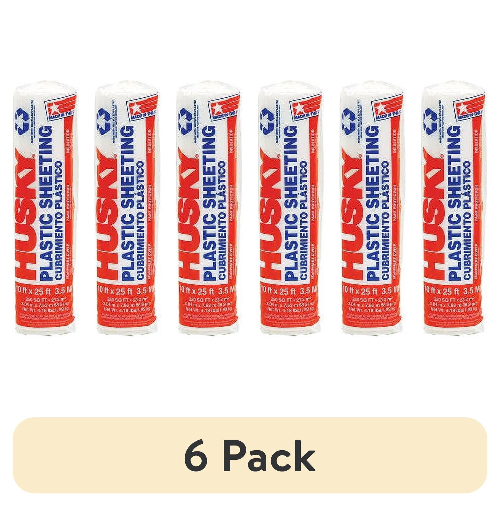 (6 pack) Husky 3.5 Mil Clear Plastic Sheeting, 10 ft. x 25 ft.