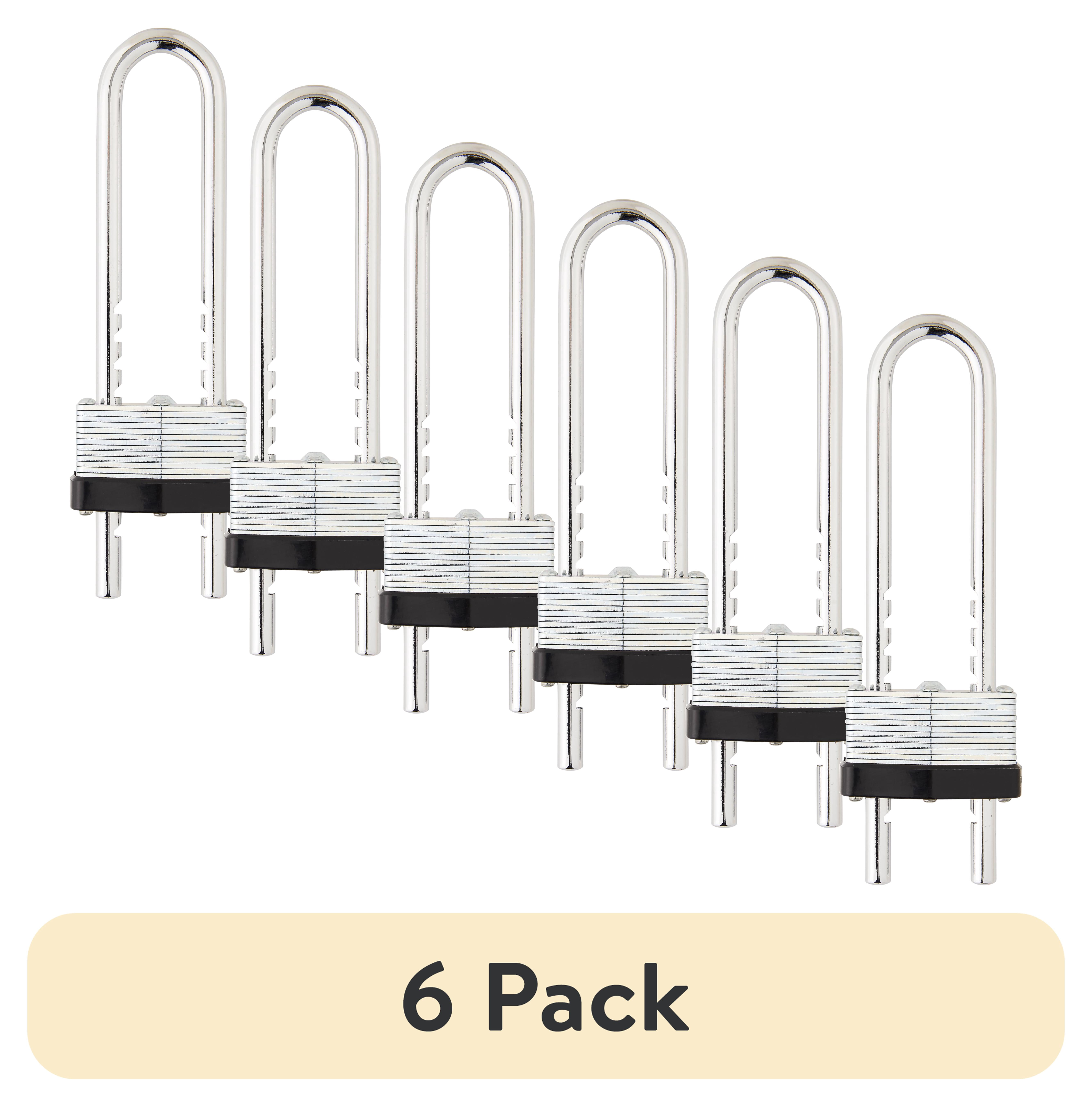 (6 pack) Hyper Tough 1-3/4 in. (44mm) Laminated Steel Keyed Padlock with Adjustable 2-3/8 to 4-3/4 in. (60-120mm) Hardened Steel Shackle