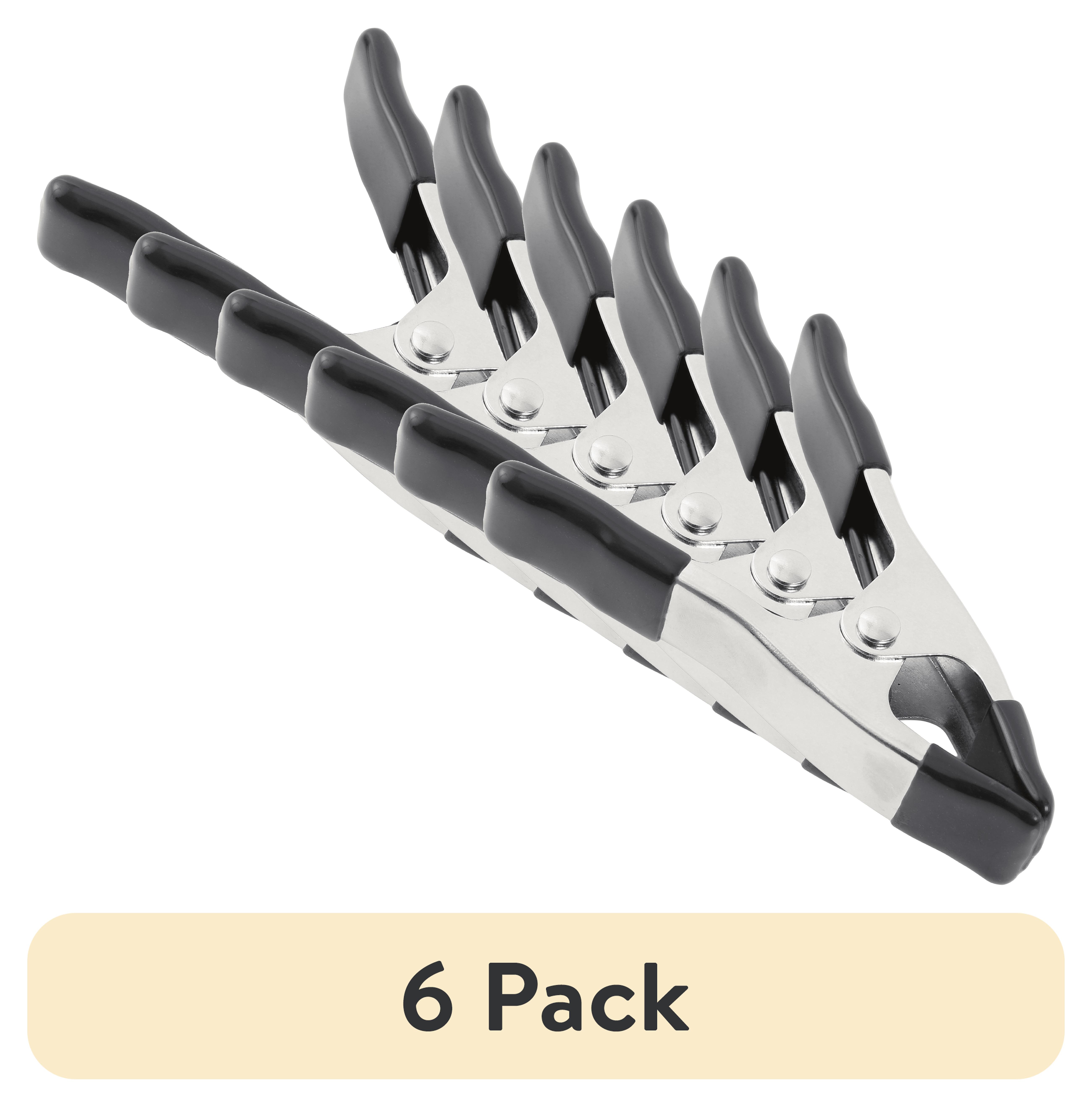 (6 pack) Hyper Tough 1-inch Metal Spring Clamp with Rubber Tips and Handles