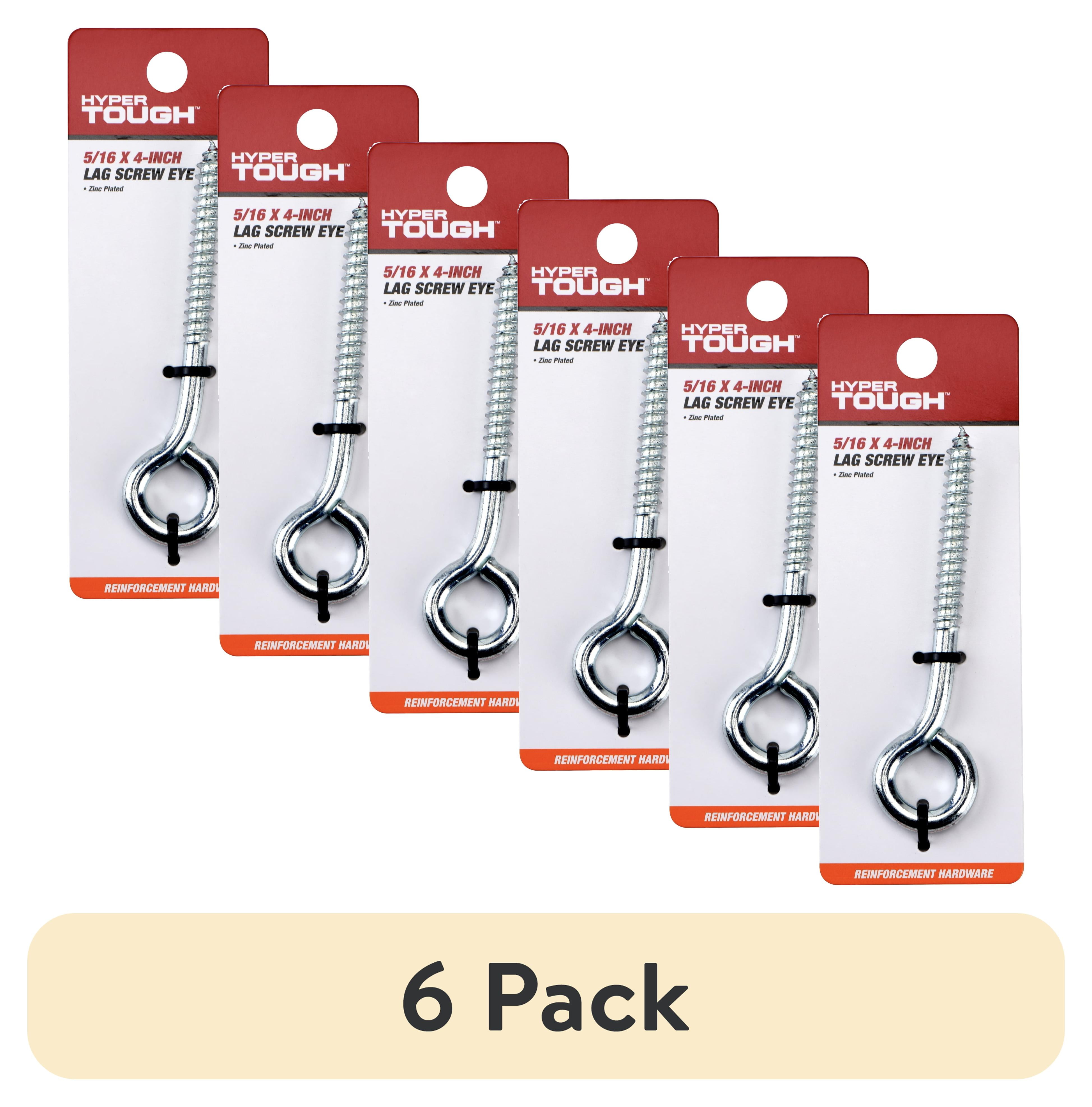 (6 pack) Hyper Tough 5/16 inch x 4 inch New Lag Screw Eye, Zinc Plated, 0.15lb