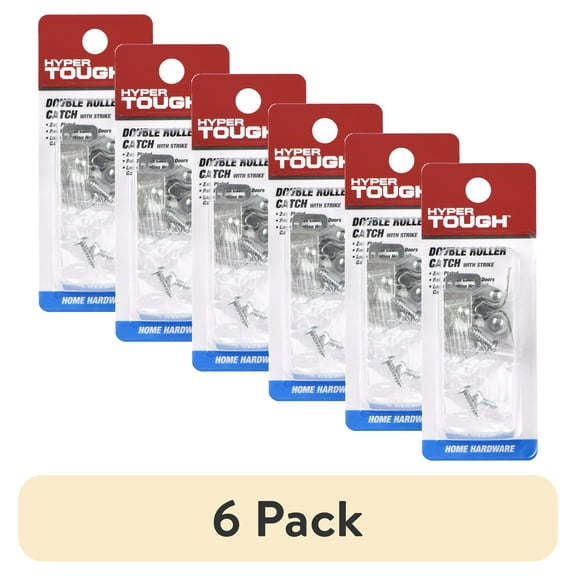 (6 pack) Hyper Tough Double Roller Catch with Strike, Zinc Plated,1 Piece,Assembled Product Depth 4.85 Inch