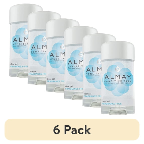 (6 pack) Almay Anti-Perspirant & Deodorant Fragrance Free Clear Gel 2.25 oz