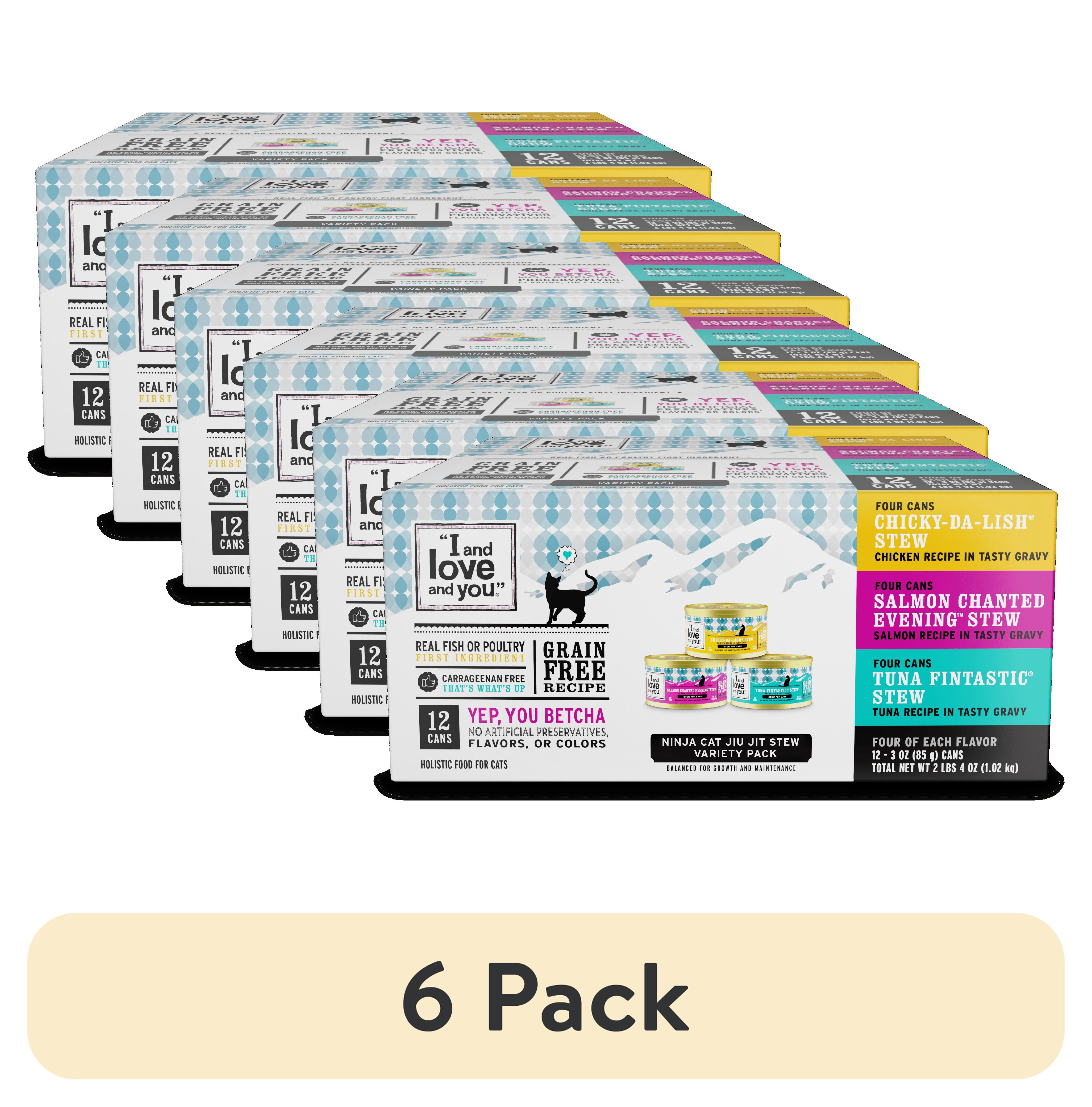 (6 pack) "I and love and you" Wet Cat Food Variety Pack; Chicky-Da-Lish, Salmon Chanted Evening, Tuna Fintastic