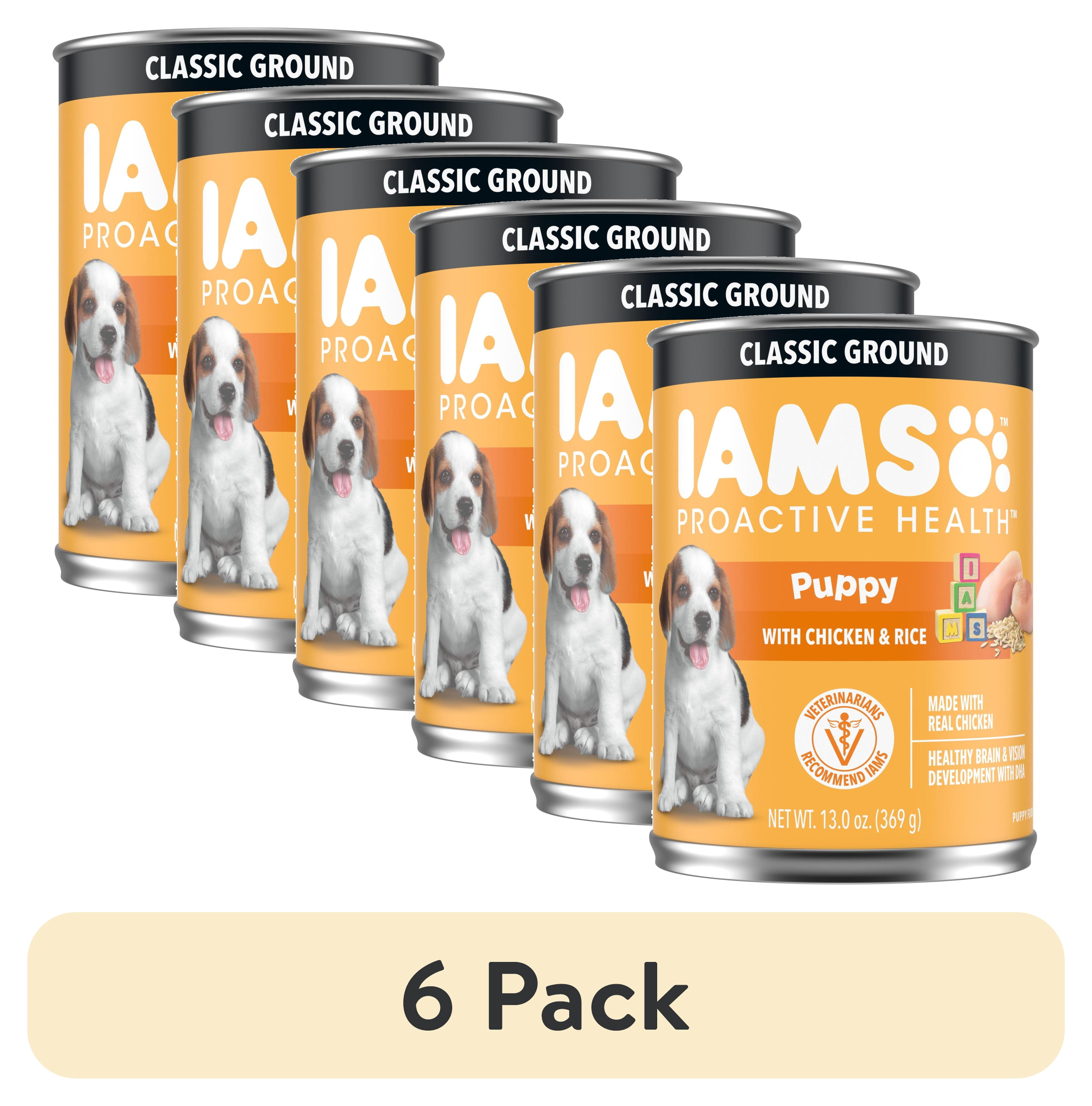 (6 pack) IAMs Proactive Health Puppy Wet Dog Food Classic Ground with Chicken and Rice, 13 oz. Can