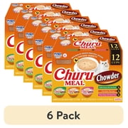 (6 pack) INABA Churu Meal Chowder Adult Wet Cat Food, 2.29 oz cup, 12-count, Chicken Variety Pack