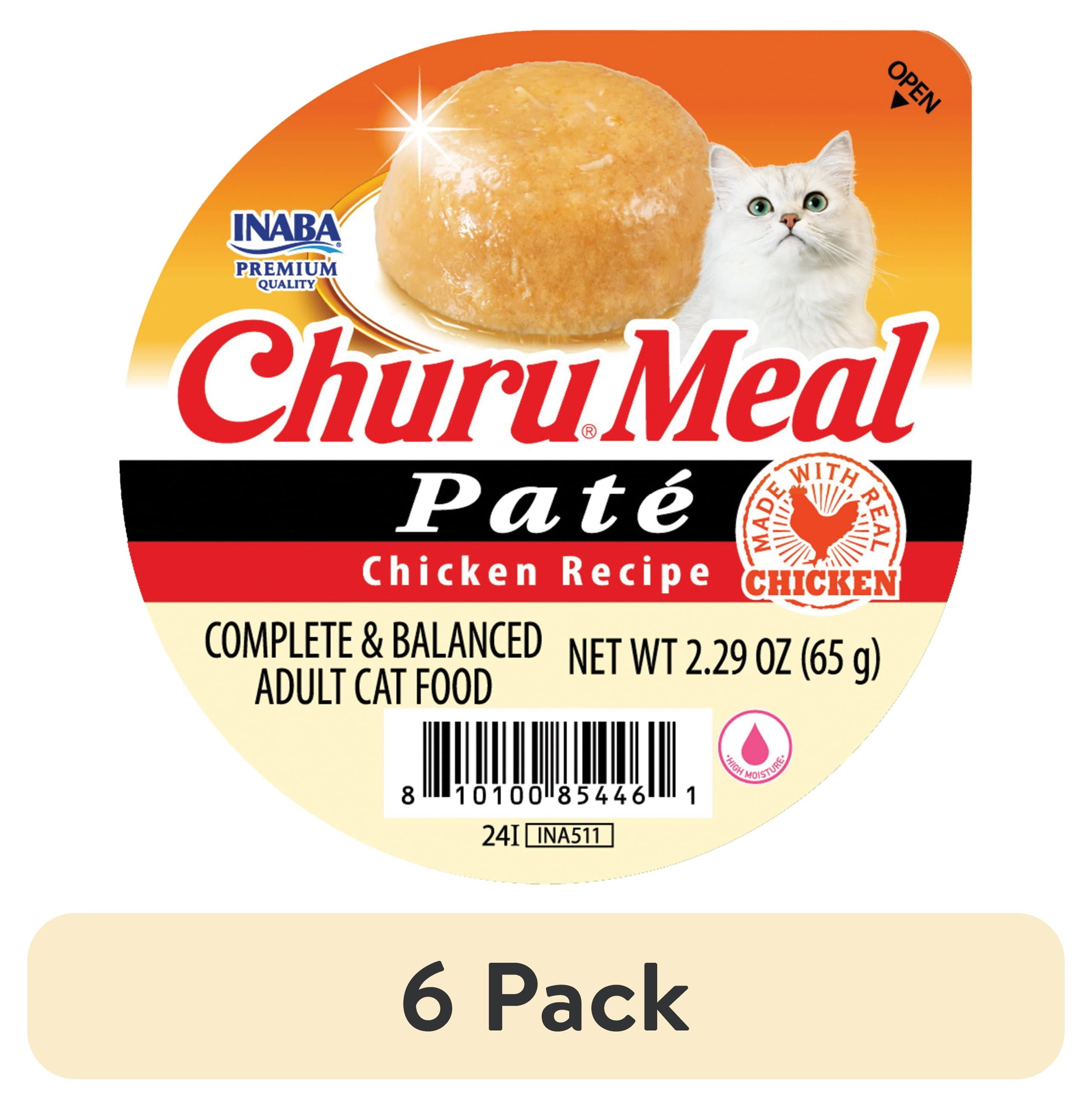 (6 pack) INABA Churu Meal Paté Adult Wet Cat Food, 2.29 oz cup, Chicken Recipe