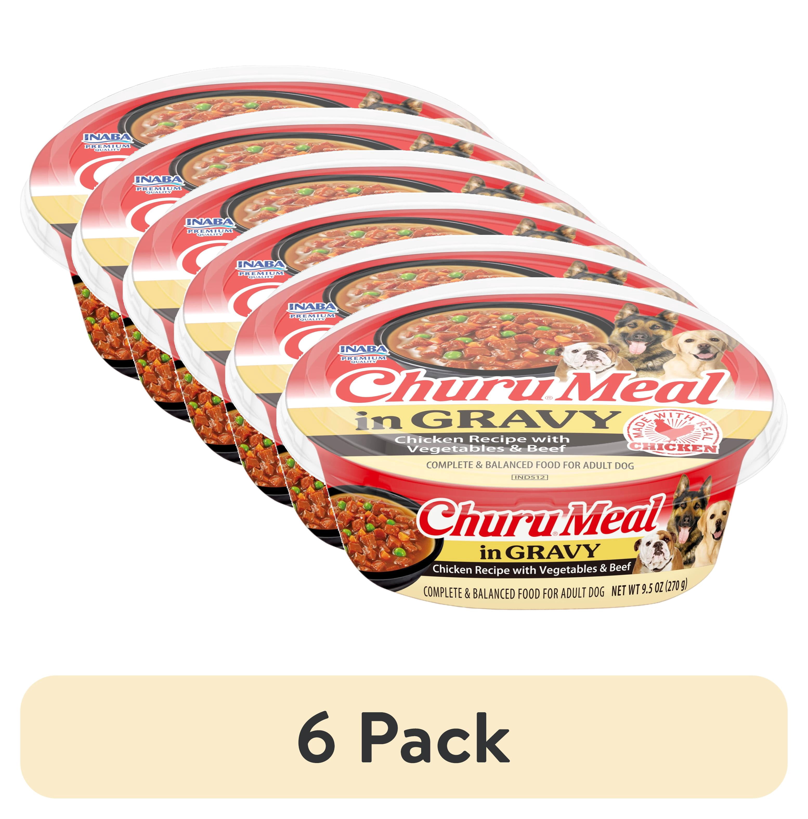 (6 pack) INABA Churu Meal in Gravy Adult Wet Dog Food, 9.5 oz cup, 1-count, Vegetable & Beef