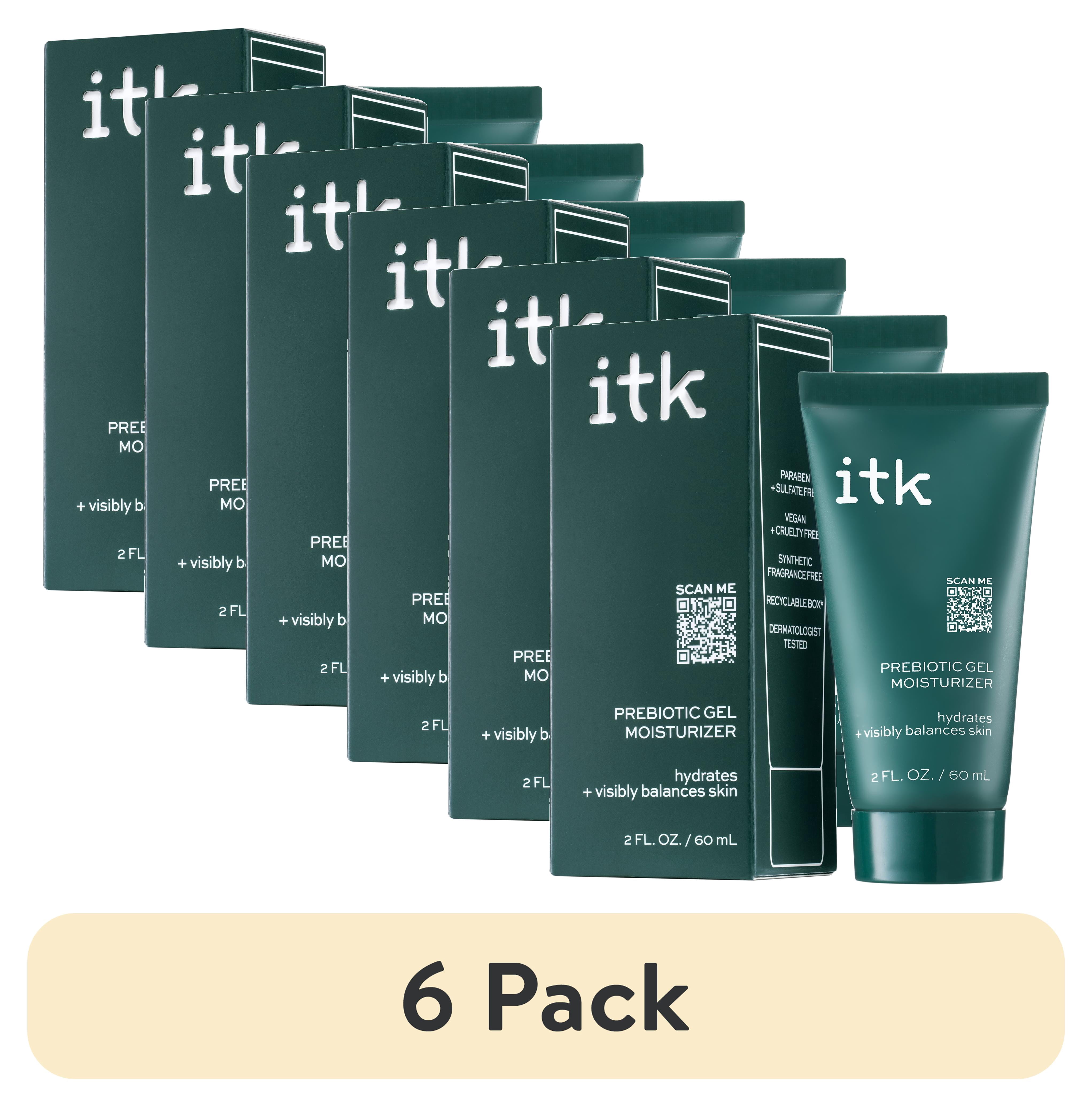 (6 pack) ITK Skincare Prebiotic Gel Moisturizer with Niacinamide and Squalane for All Skin Types, 2 oz