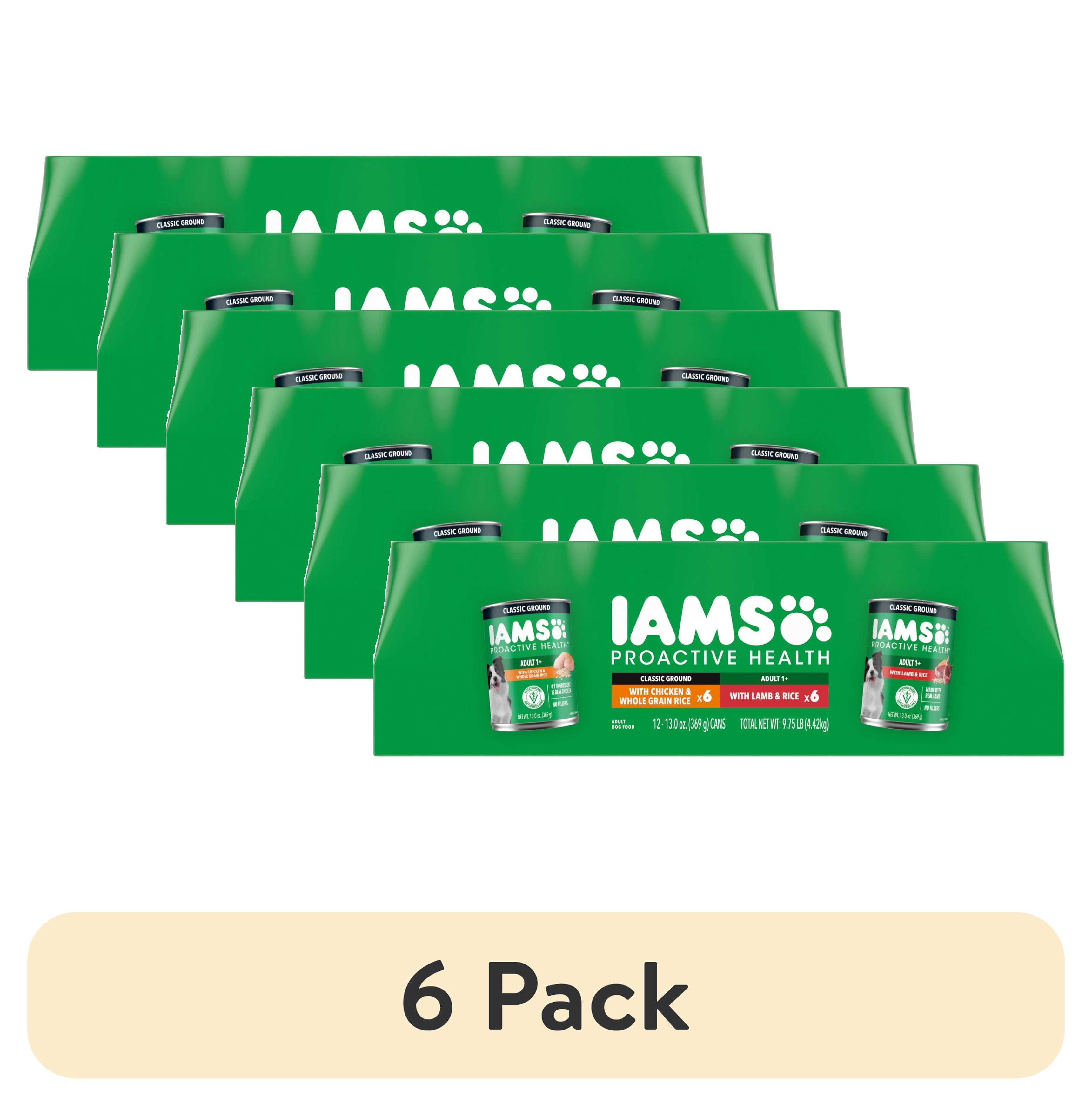 (6 pack) Iams Proactive Health Adult Wet Dog Food, Classic Ground Chicken or Lamb, 13 oz Cans, 12 Pack Variety
