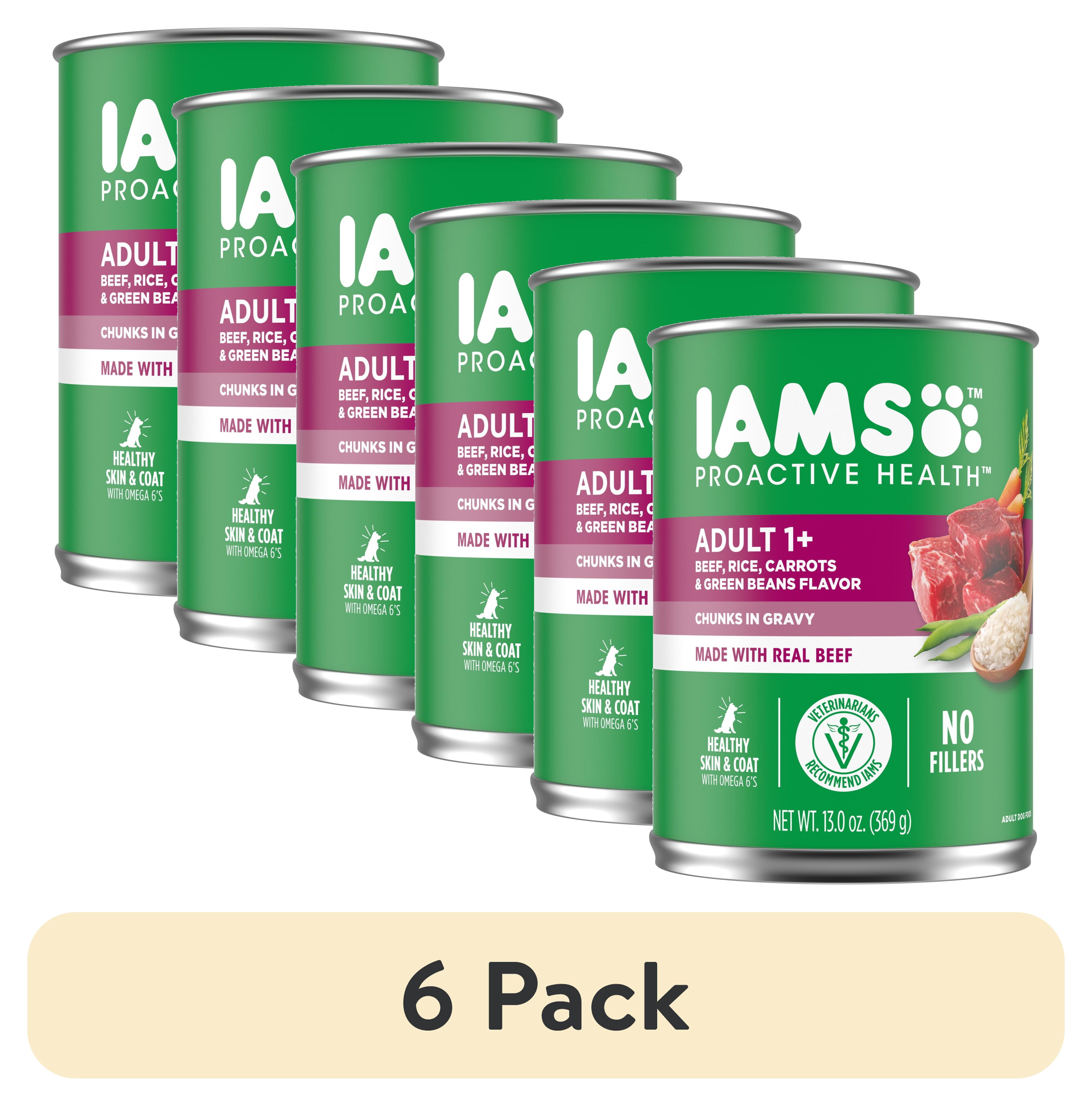 (6 pack) Iams Proactive Health Beef, Rice, Carrots, And Green Beans Gravy Wet Dog Food, 13 Oz Can