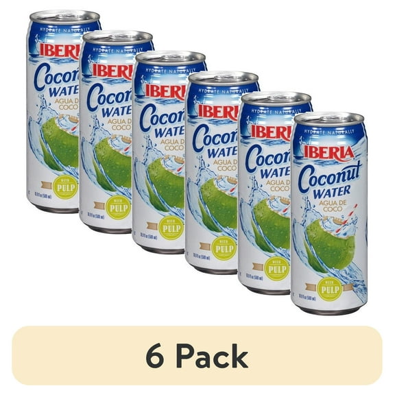(6 pack) Iberia Coconut Water with Pulp, 10.5 oz