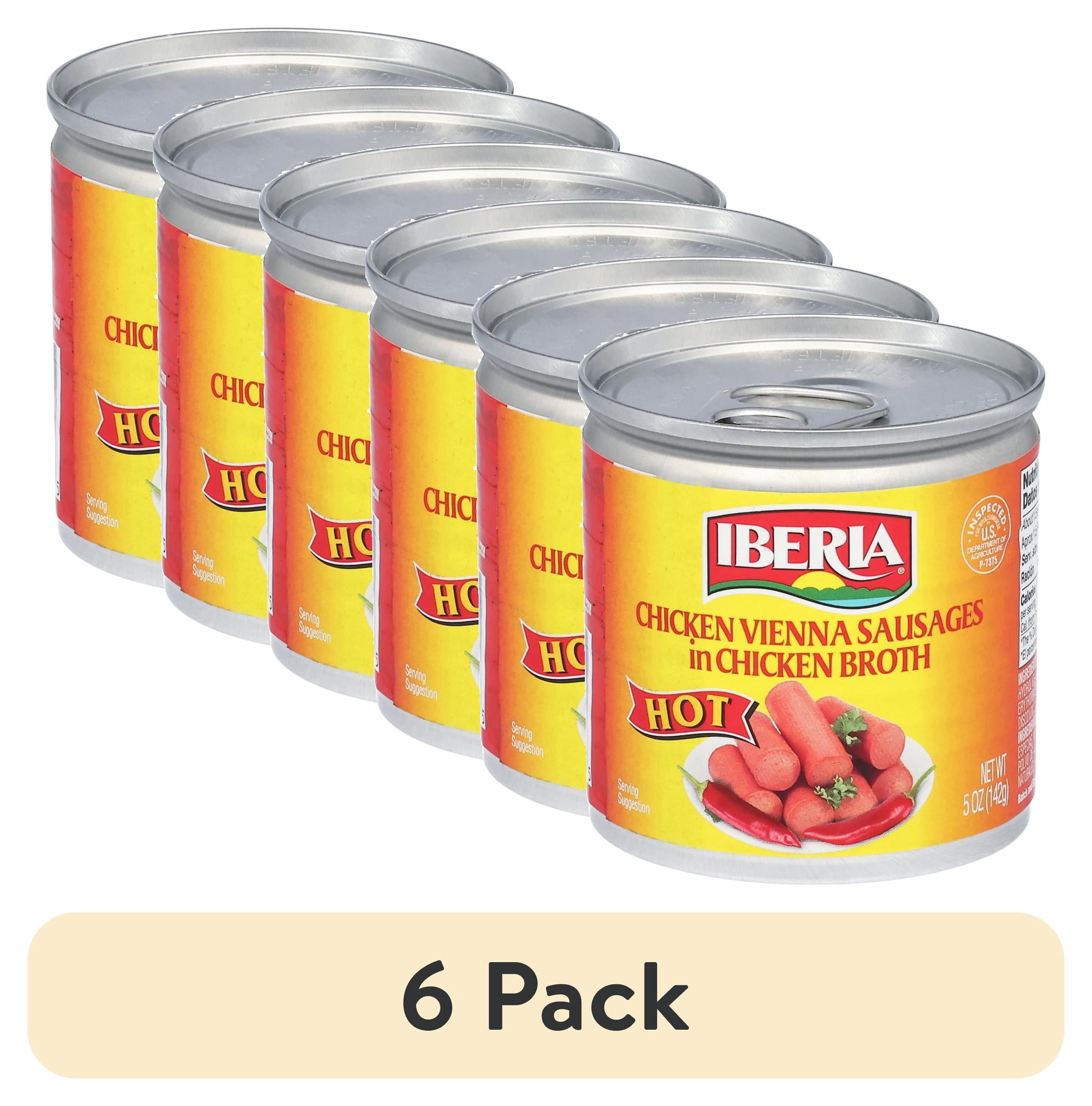 (6 pack) Iberia Hot Chicken Vienna Sausages in Chicken Broth, 5 oz