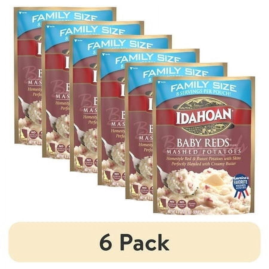 (6 pack) Idahoan Baby Reds Mashed Potatoes Family Size, 8 oz Pouch