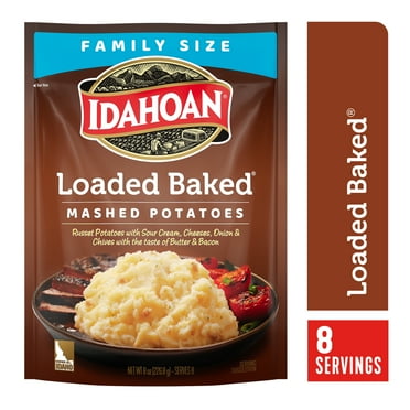 (6 pack) Idahoan Loaded Baked Mashed Potatoes Family Size Pantry Food, 8 oz