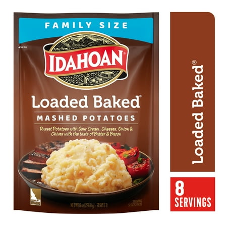 (6 pack) Idahoan Loaded Baked Mashed Potatoes Family Size Side Dish, 8 oz