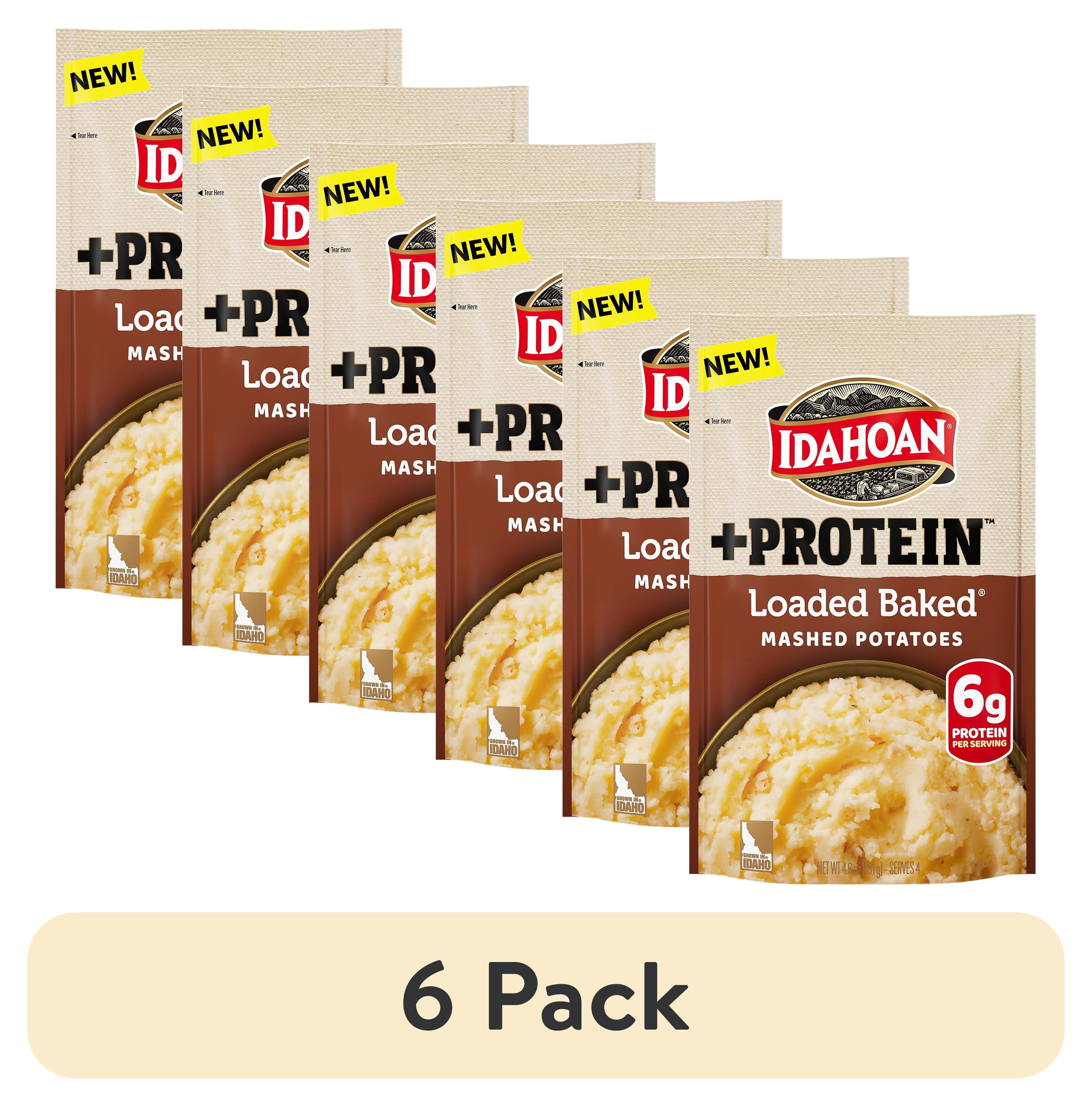 (6 pack) Idahoan Loaded Baked + Protein Mashed Potatoes, 4 servings