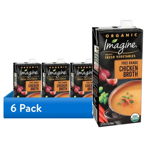 (6 pack) Imagine Organic Free Range Chicken Broth, 32 fl oz Carton