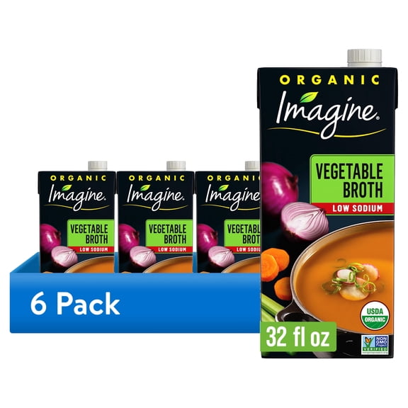 (6 pack) Imagine Organic Low Sodium Vegetable Broth, 32 fl oz Carton