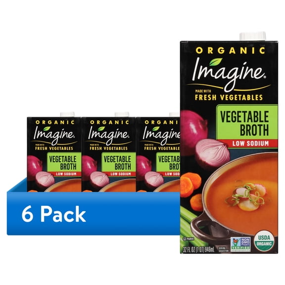 (6 pack) Imagine Organic Gluten-Free Low Sodium Vegetable Broth, 32 fl oz Carton