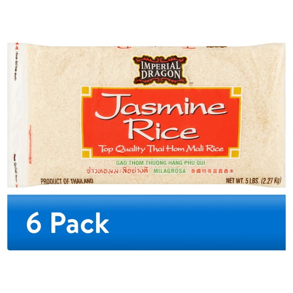 (6 pack) Imperial Dragon Thai Hom Mali Jasmine Rice, 5 lb, non-GMO