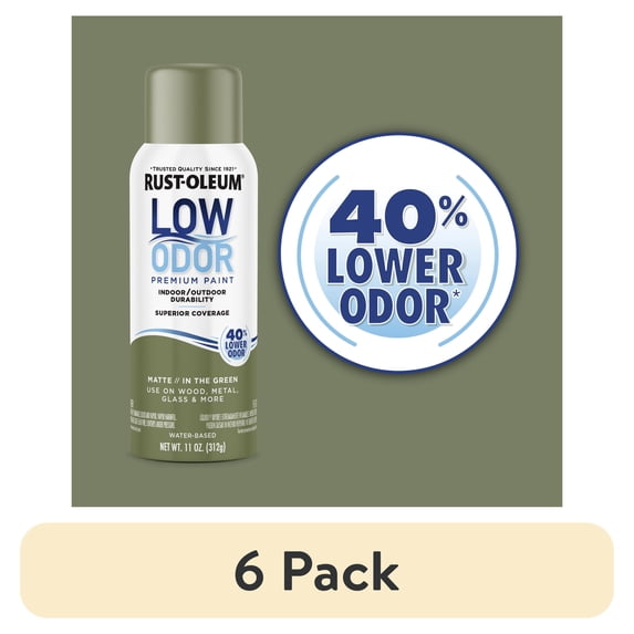 (6 pack) In the Green , Rust-Oleum Low Odor Premium Matte Spray Paint-388282, 11 oz