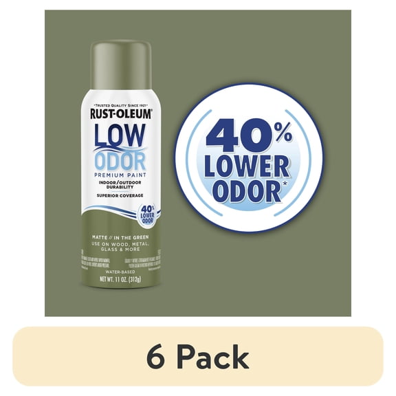 (6 pack) In the Green , Rust-Oleum Low Odor Premium Matte Spray Paint-388282, 11 oz
