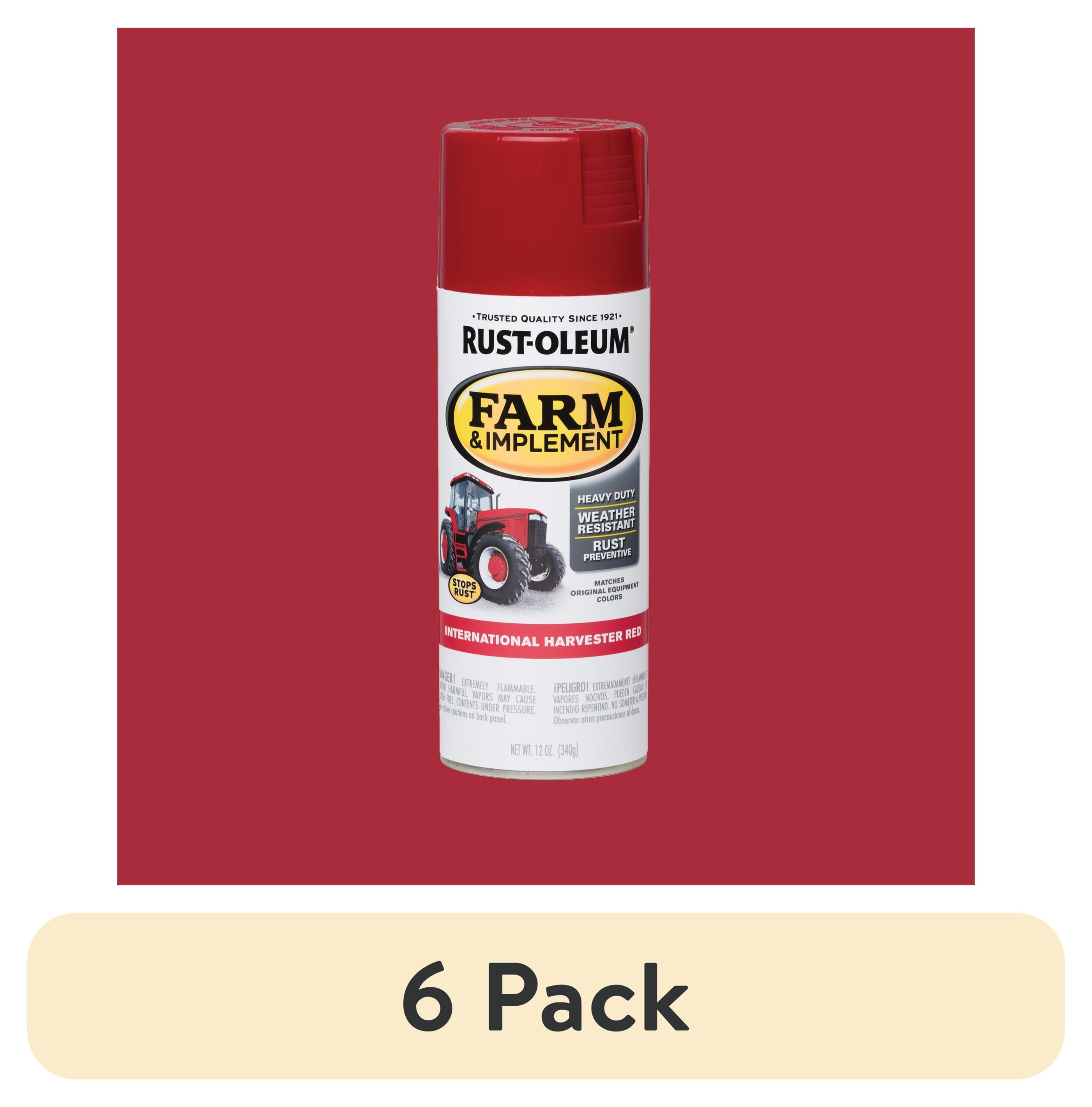 (6 pack) International Harvested Red, Rust-Oleum Specialty Farm & Implement Gloss Spray Paint- 280127, 12 oz