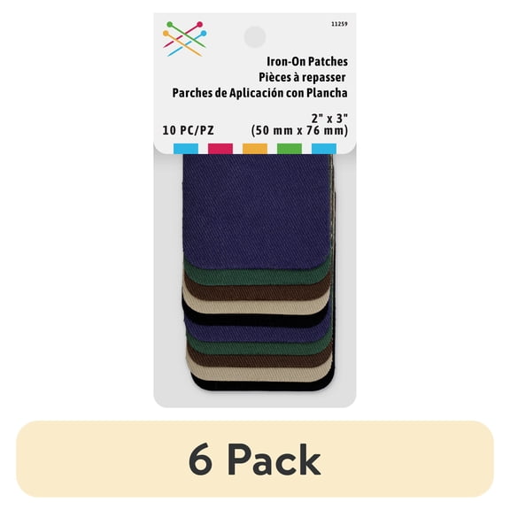 (6 pack) Iron-On Twill Fabric Patches for Repair,10 Count