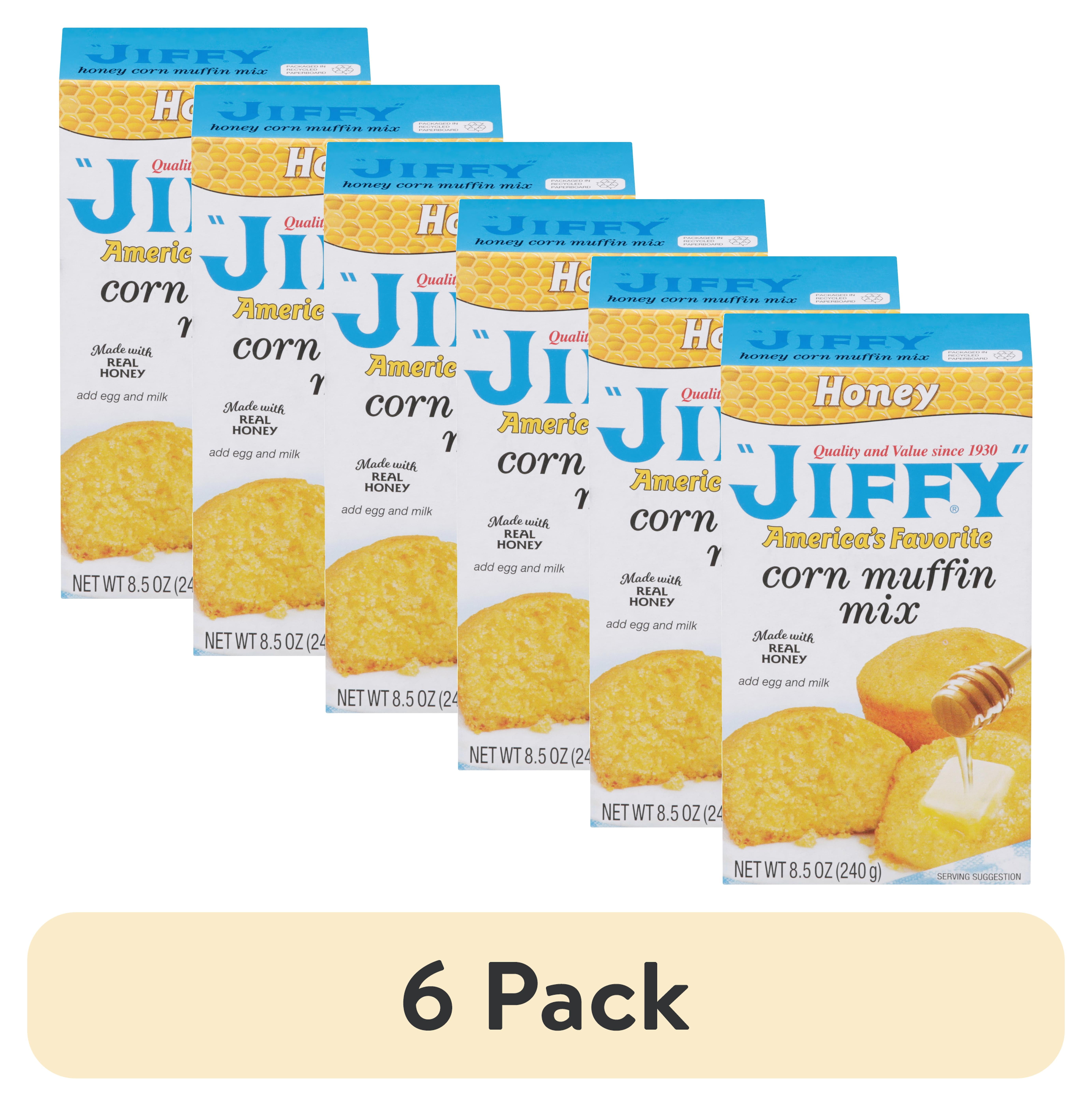 (6 pack) "JIFFY" Honey Corn Muffin Mix, 8.5 oz Box