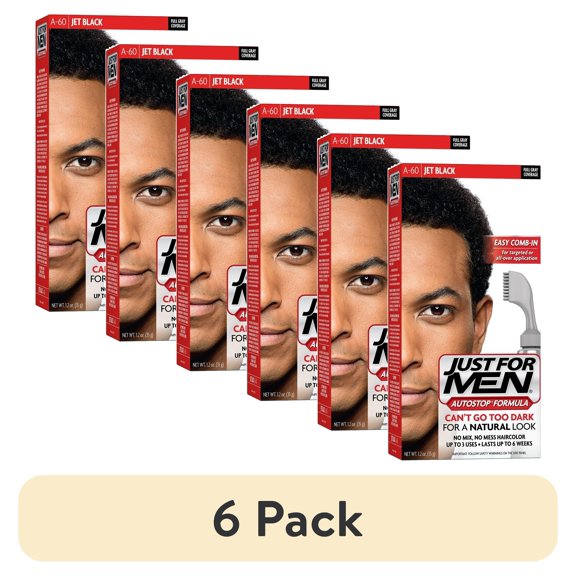 (6 pack) JUST FOR MEN AutoStop Foolproof Haircolor, Jet Black A-60 1 ea