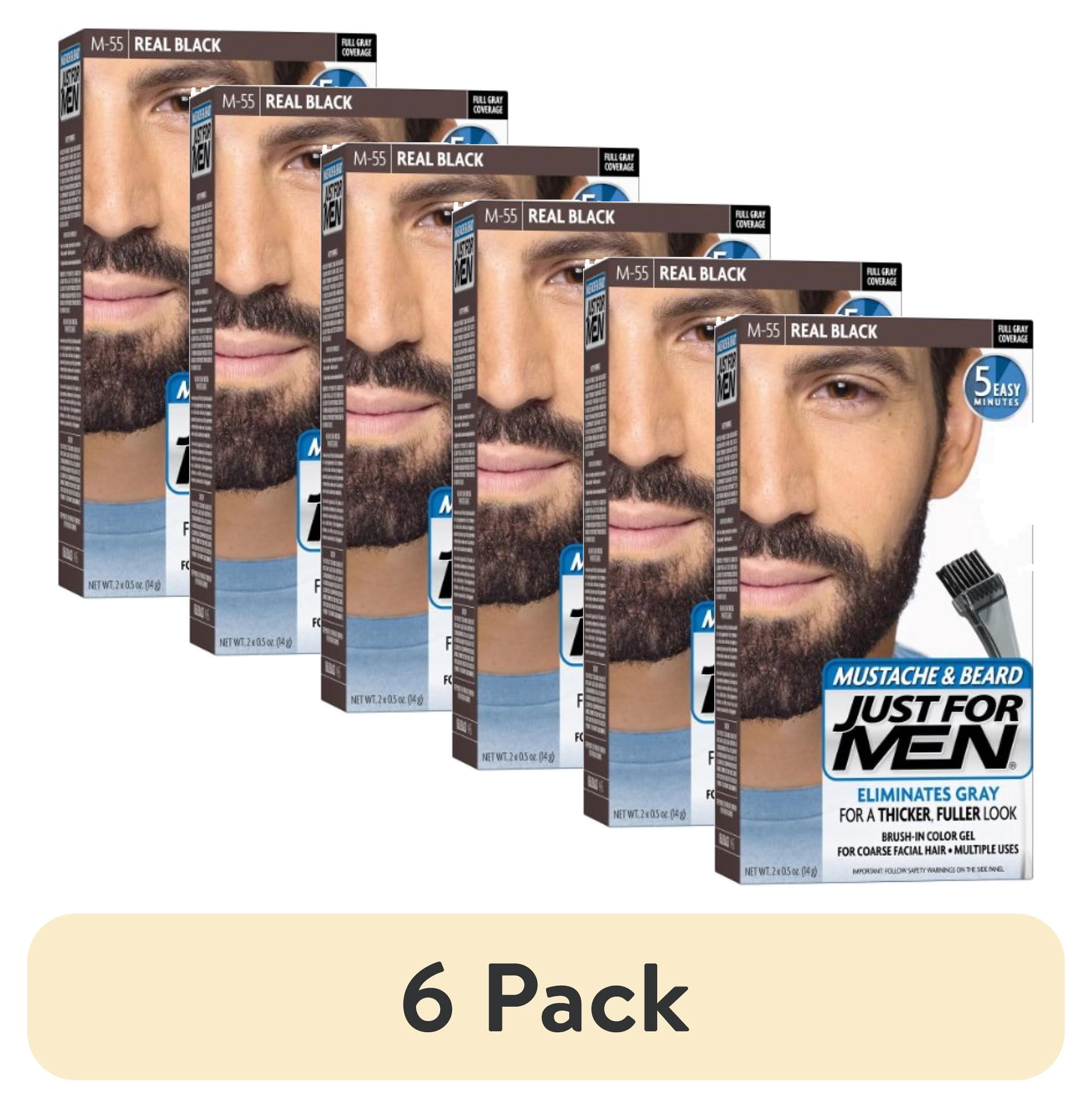 Just For Men Mustache & Beard Color Gel, M-55 Real Black, Dye Gray