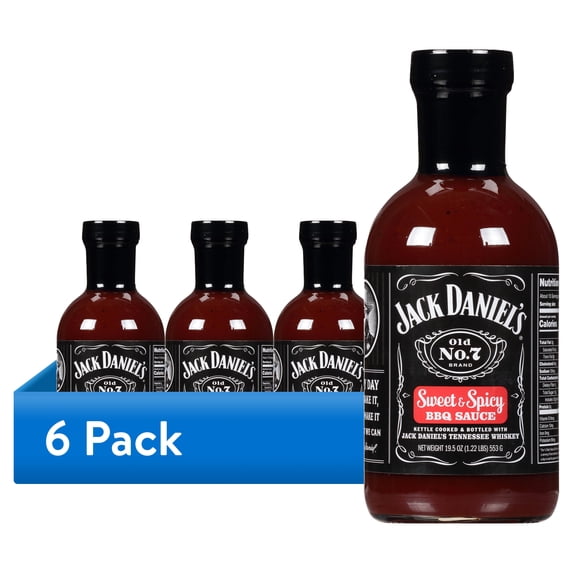 (6 pack) Jack Daniel's Sweet & Spicy BBQ Sauce, 19.5 oz
