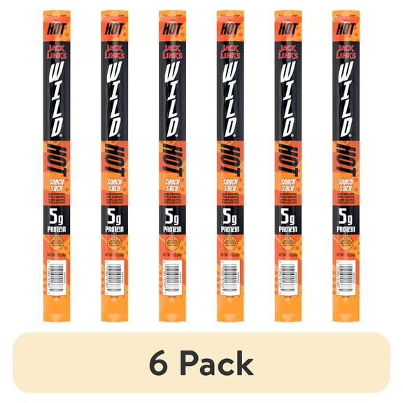 (6 pack) Jack Link's Beef Wild Hot 1oz Snack Sticks 1/1 Count