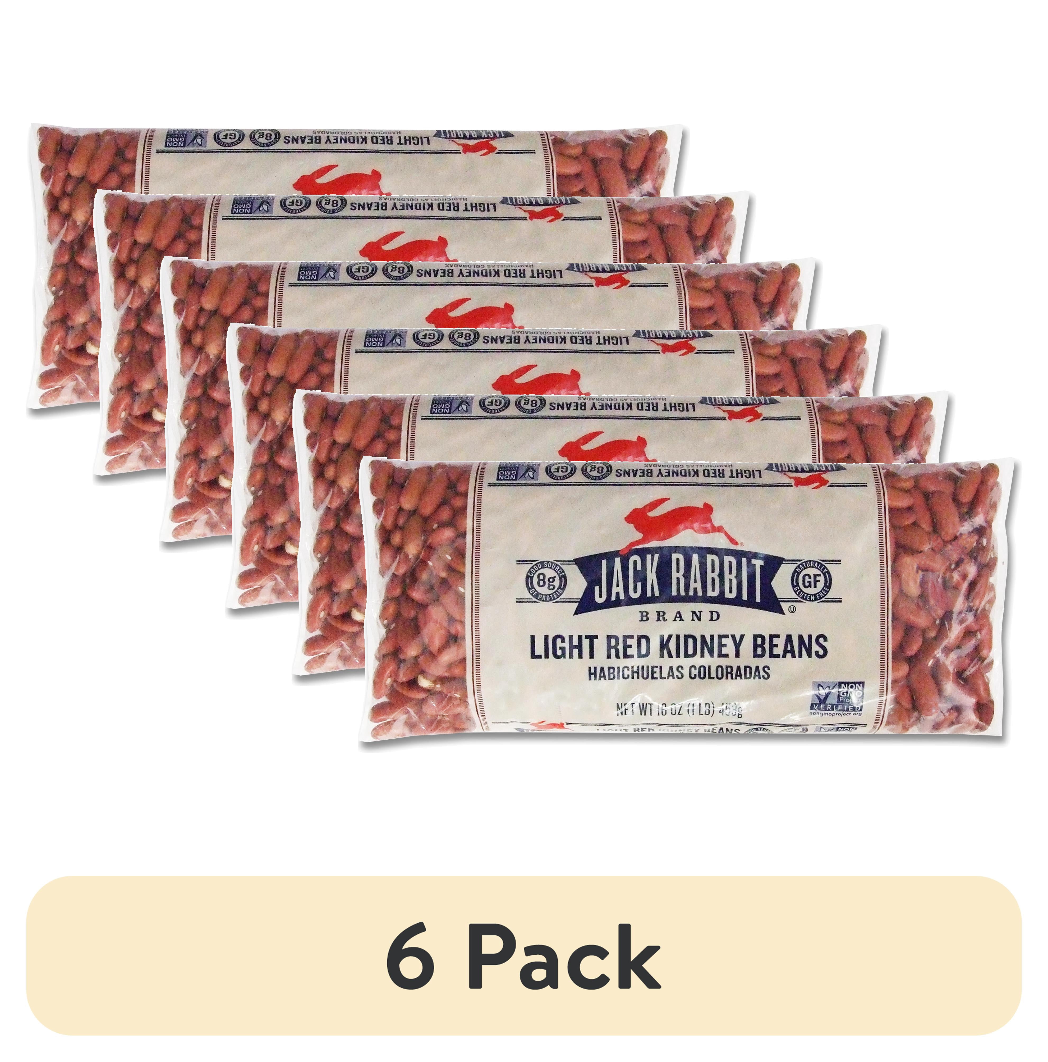 (6 pack) Jack Rabbit Brand Light Red Kidney Beans, 16 oz