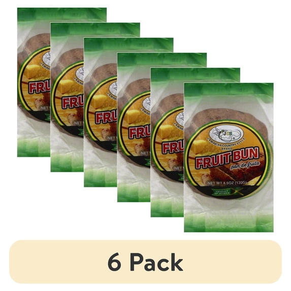 (6 pack) Kingston-Miami Trading Co. Jamaican Country Style Fruit Bun, 4 ...
