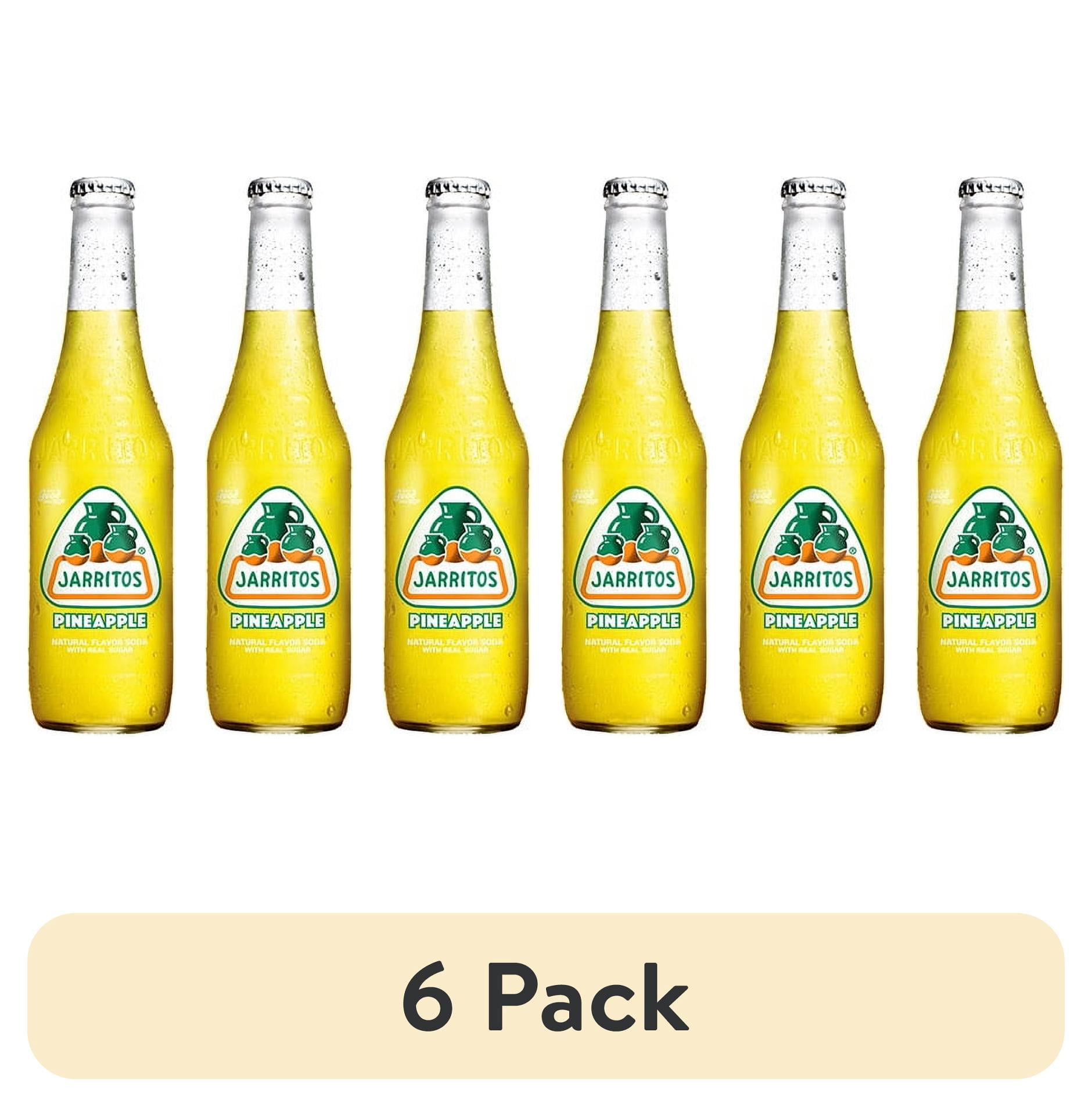 (6 pack) Jarritos Pineapple Soda, 12.5 fl oz (370 ml) Glass Bottle, 1 Count