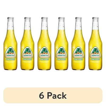 (6 pack) Jarritos Pineapple Soda, 12.5 fl oz (370 ml) Glass Bottle, 1 Count