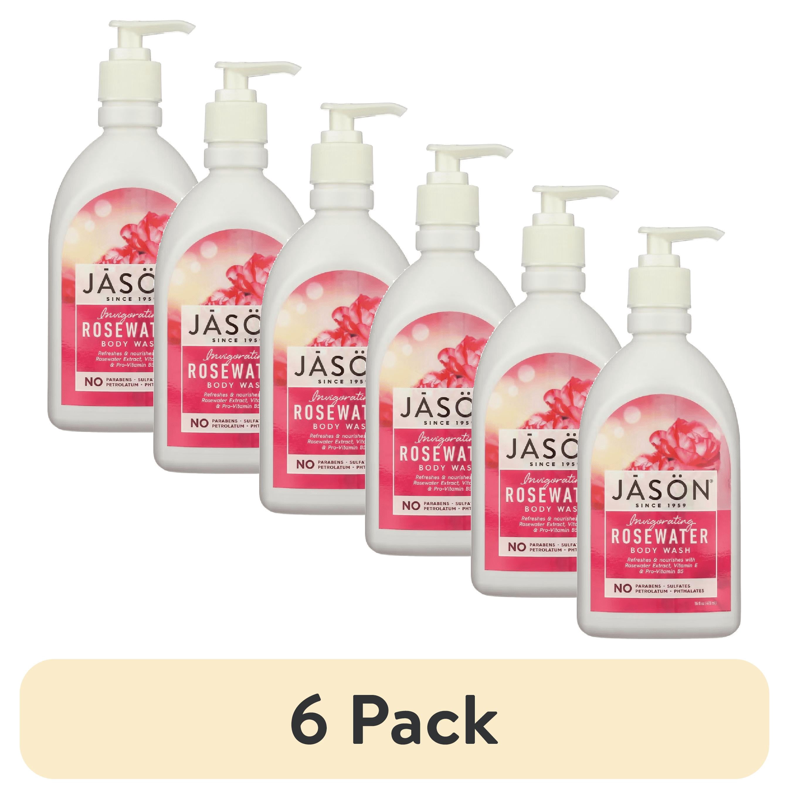 (6 pack) Jason Invigorating Rosewater Body Wash, 16 oz