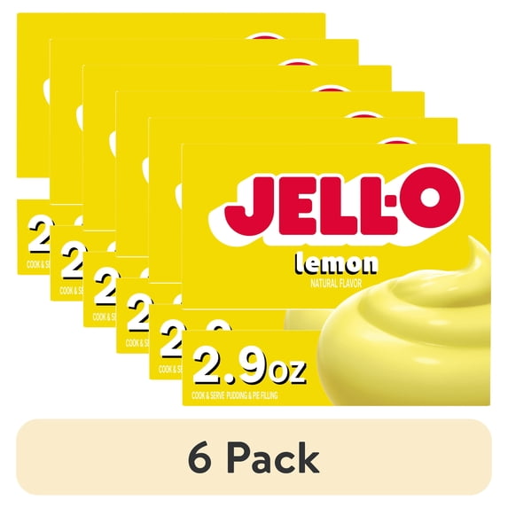 (6 pack) Jell-O Cook & Serve Lemon Naturally Flavored Pudding & Pie Filling Mix, 2.9 oz Box