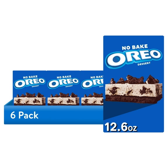 (6 pack) Jell-O No Bake Oreo Dessert Kit with Filling Mix, Crust Mix & Cookie Pieces, 12.6 oz Box