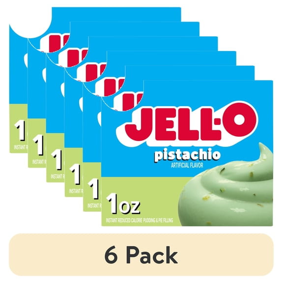 (6 pack) Jell-O Pistachio Zero Sugar Instant Reduced Calorie Pudding & Pie Filling Mix, 1 oz Box