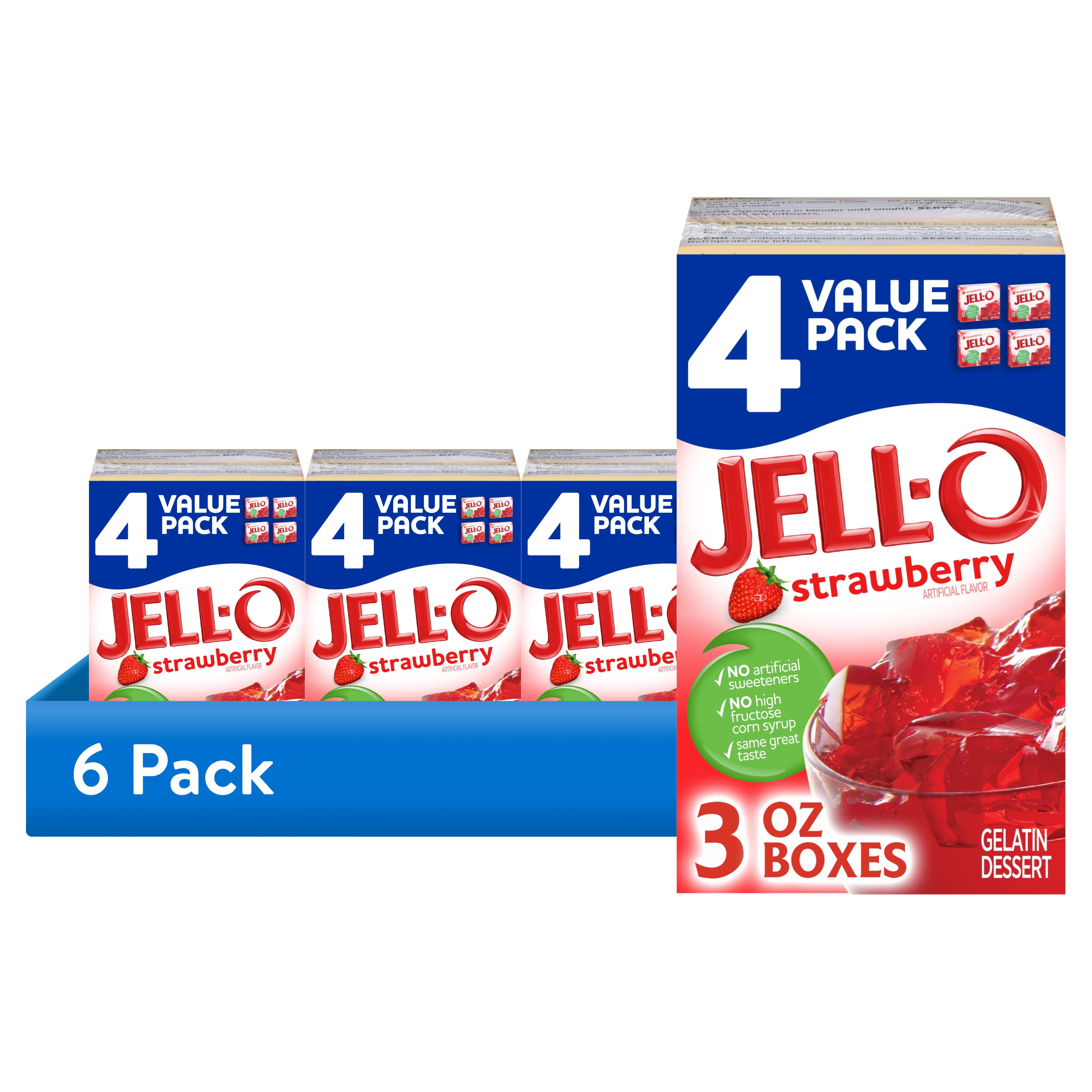 Jell-O Strawberry Gelatin Dessert Mix 4 Pack 3 oz Boxes