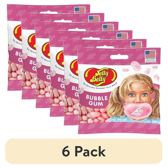 (6 pack) Jelly Belly Bubble Gum Jelly Beans - 3.5 oz Grab & Go Bags - True-to-life Bubble Gum-flavored Candy