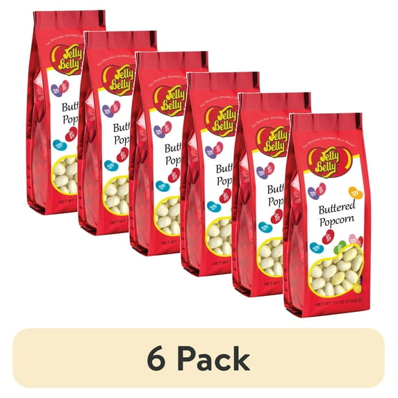 (6 pack) Jelly Belly Buttered Popcorn Jelly Beans, 7.5 oz Bag, True-to-Life Sweet and Savory Flavor