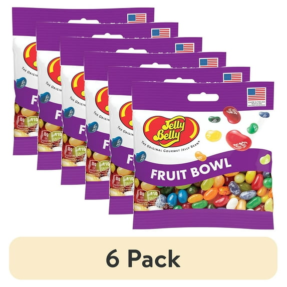 (6 pack) Jelly Belly Fruit Bowl Jelly Beans - 3.5 oz Grab & Go® Bag - True-to-life Fruit-flavored Candy