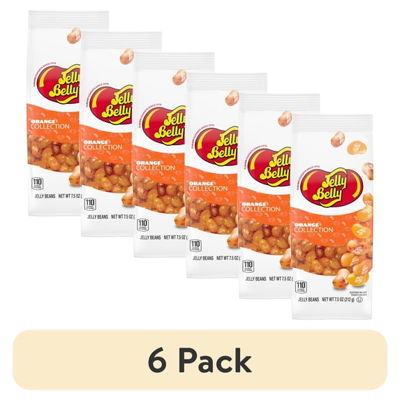 (6 pack) Jelly Belly Orange Color Collection Assorted Jelly Beans – 7.5 oz Bag - Genuine, Official, Straight from the Source - Graduation Candy Colors