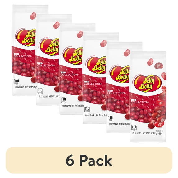 (6 pack) Jelly Belly Red Color Collection Assorted Jelly Beans – 7.5 oz Bag - Genuine, Official, Straight from the Source - Graduation Candy Colors