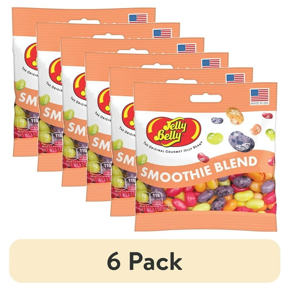 (6 pack) Jelly Belly Smoothie Jelly Beans - 3.5 oz Grab & Go Bag - True-to-life Fruit Smoothie-flavored Candy