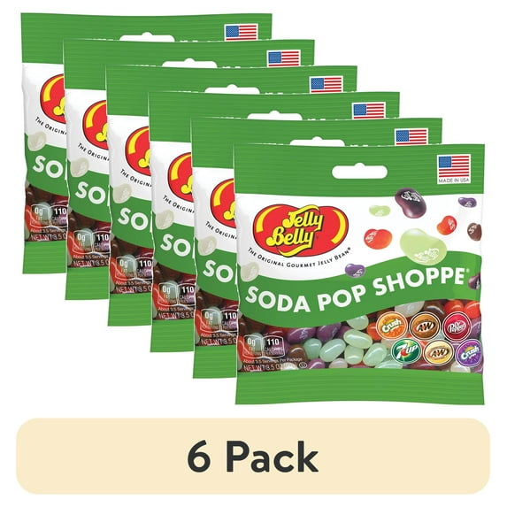 (6 pack) Jelly Belly Soda Pop Shoppe Jelly Beans - 3.5 oz Grab & Go® Bag - True-to-life Soda-flavored Candy